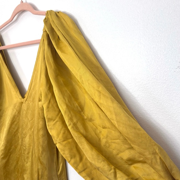Laude The Label Lupita Balloon Sleeve Satin Maxi Dress in Citrine Sz S/M - Picture 13 of 15
